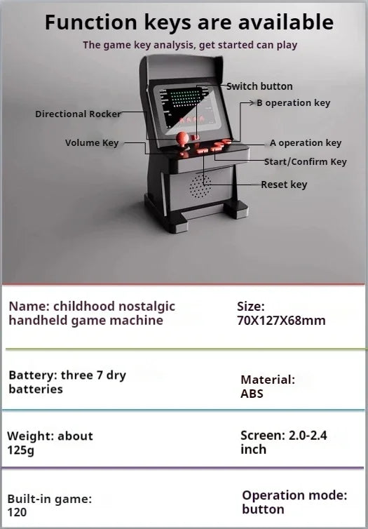 Handheld Desktop Game Console Retro Color Screen Ns120 Game Function Buttons Single Player Console Childhood Classic Nostalgia