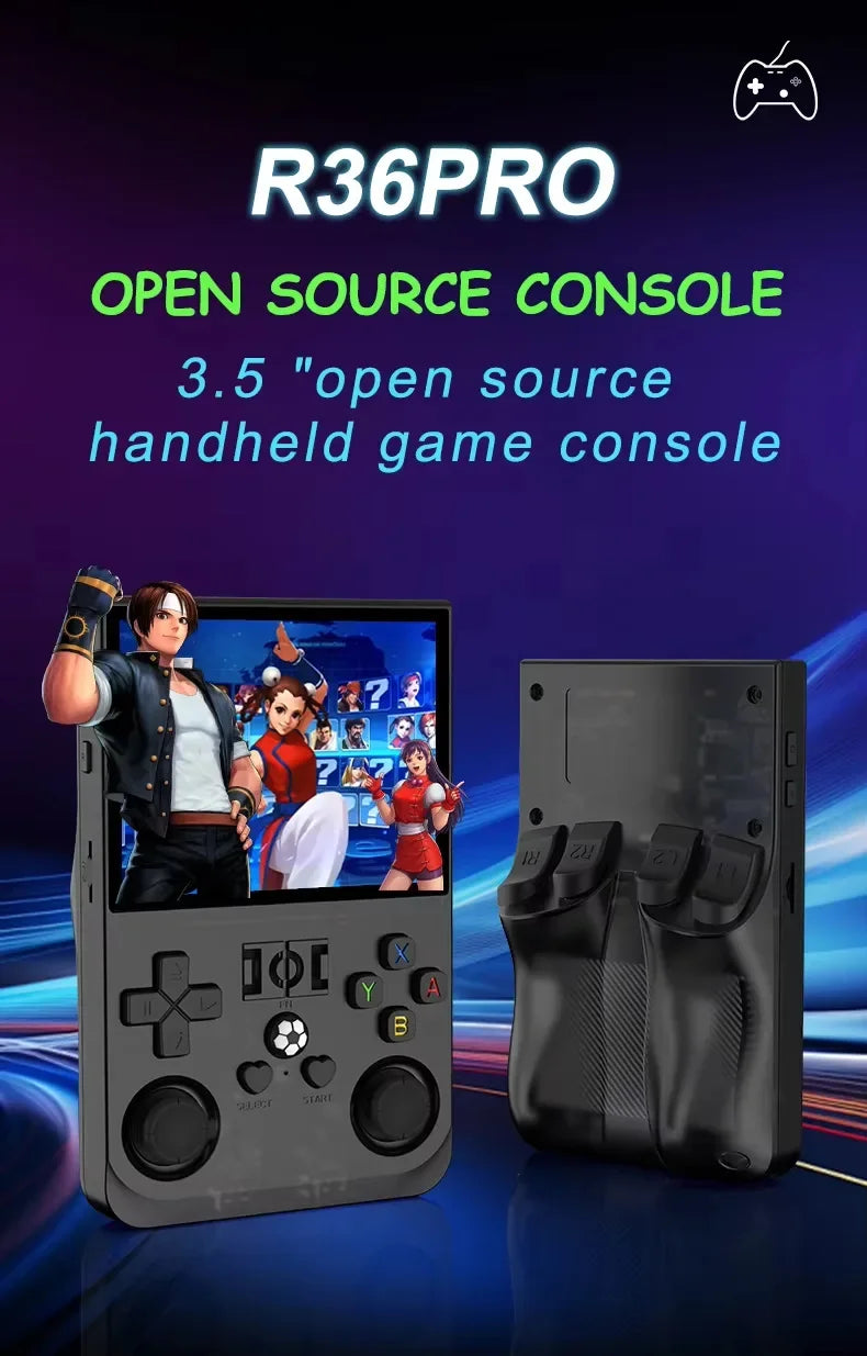 Retro Game R36 Pro – 3.5" HD Display, Open-Source OS, 128GB Preloaded Games, Classic Portable Console