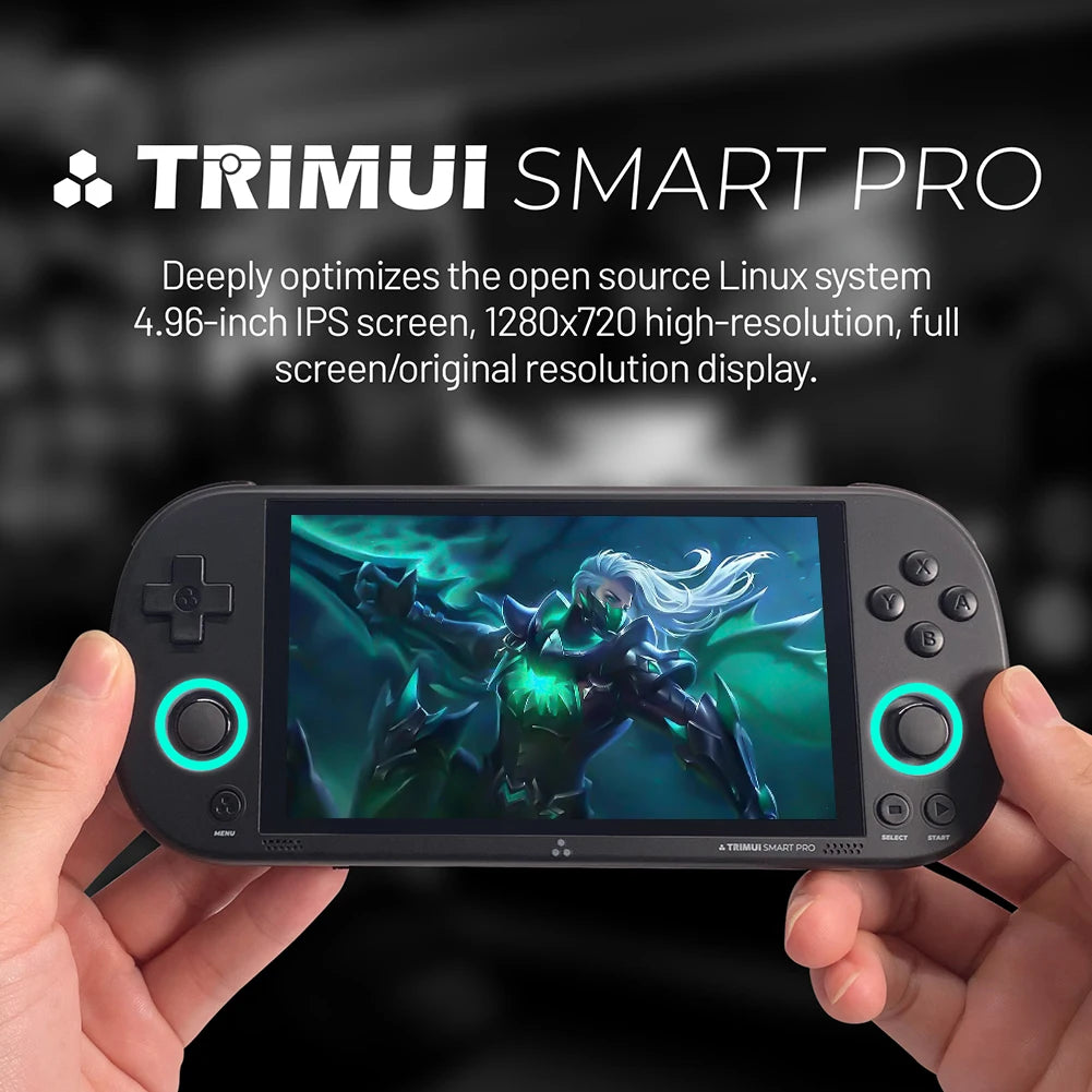 TRIMUI Smart Pro Video Game Console for Kids Adult 4.96 Inch Screen Linux Pocket Double Joystick Handheld Game Player Console
