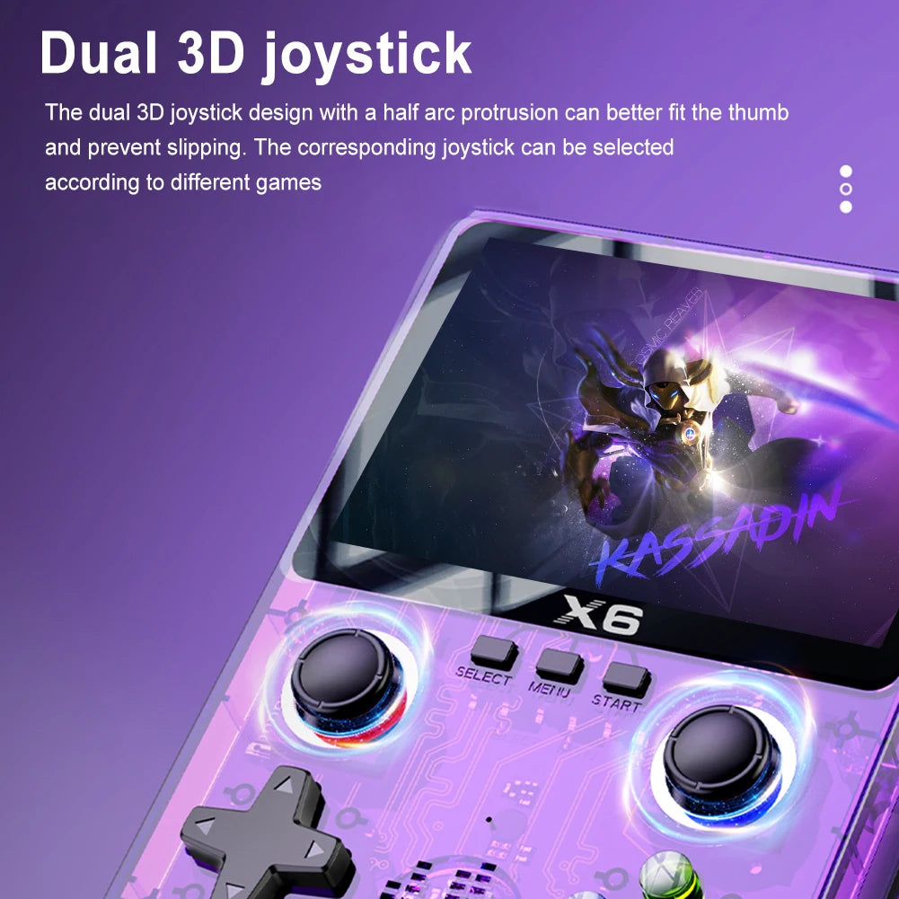 X6 Portable Video Game Console 2000mAh 3.5 Inch IPS Screen Video Gaming Console 3D Joystick Classic Video Player for Adults Kids