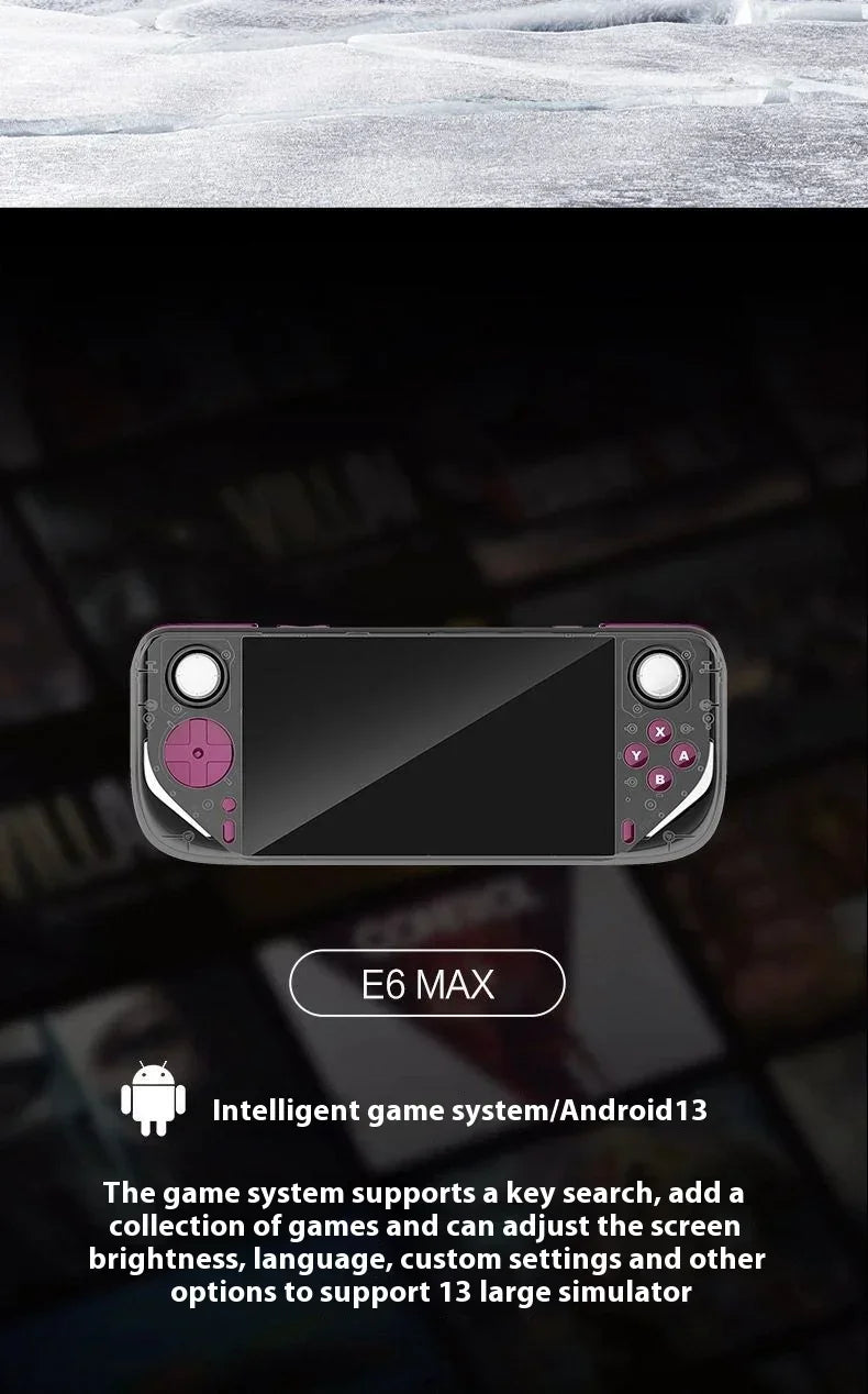 E6 MAX Game Console 5Inch 1280*720 DPI IPS Touch Screen 5000mAh Hall Joystick Handheld Game Consoles Support Projection Custom