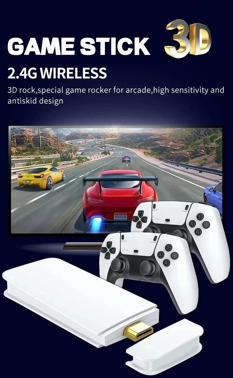 M15 Game Stick TV Video Game Console 64G 128G 50000+ HD Two-player Home Games Child Gift 20+emulator Wireless Gamepad Controller