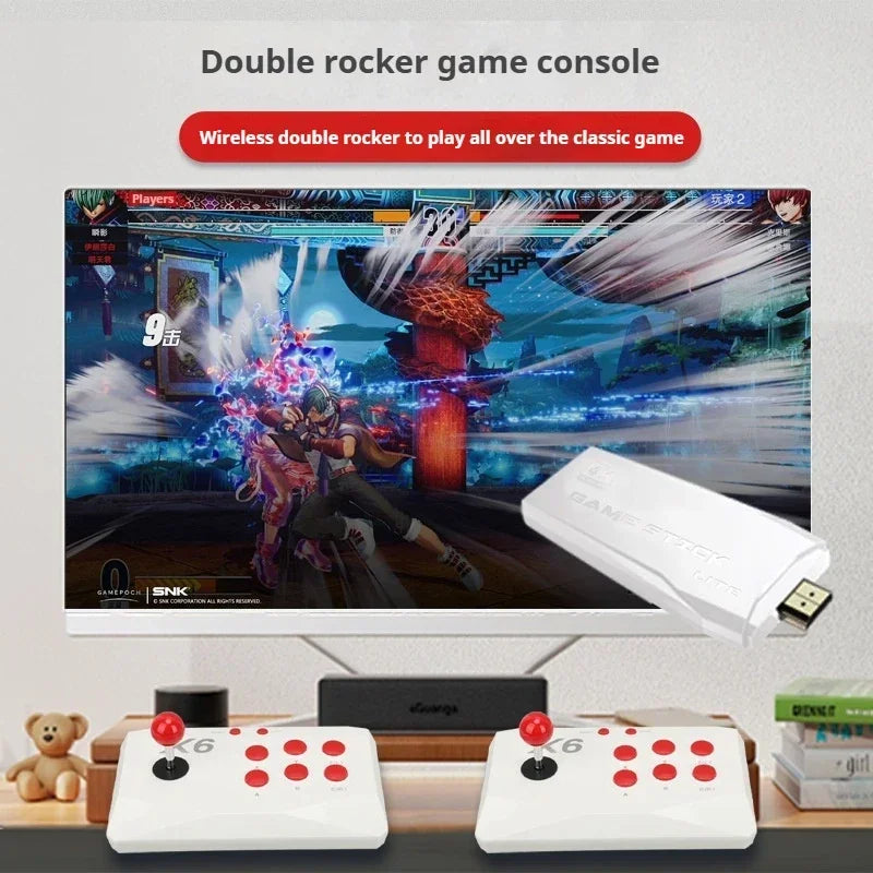 X6 Retro Video Game Console 2.4G Wireless Double Rocker Console Stick Built-in 15000 Classical Games for Play Kids Gift