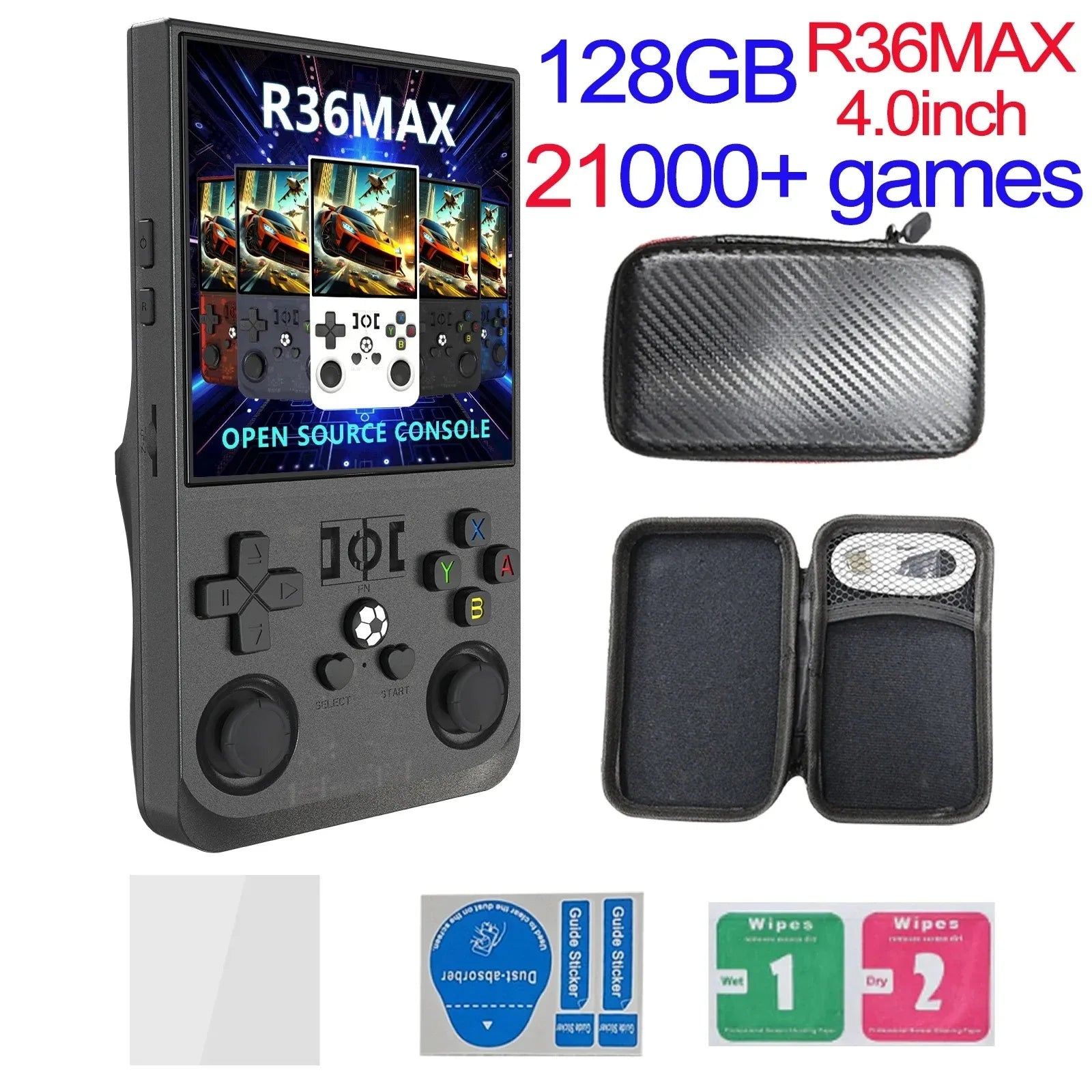 R36 MAX Retro Handheld Game  4.0Inch IPS Screen Console 128GB Portable Pocket Video Player Supports 30+ Emulators