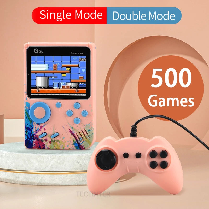 Video Game Console Mini Portable Retro TV Handheld Game Player Built-in 500 Games LCD Screen AV Output Support 2 Player Gamepad