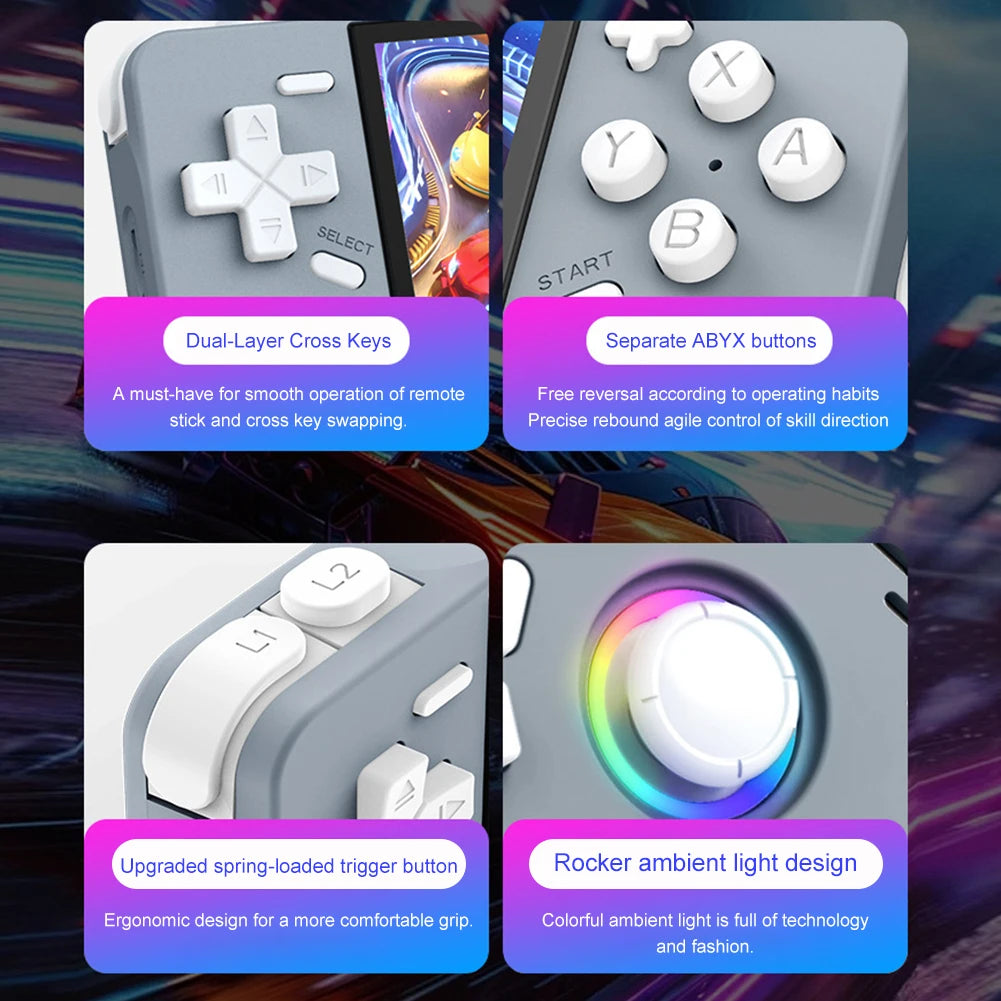 XF40H Video Game Console 4.0inch IPS Screen 2.4G WIFI RK3326 1.5 GHz 64bit Open Source Linux System 4000mAh Retro Game Player