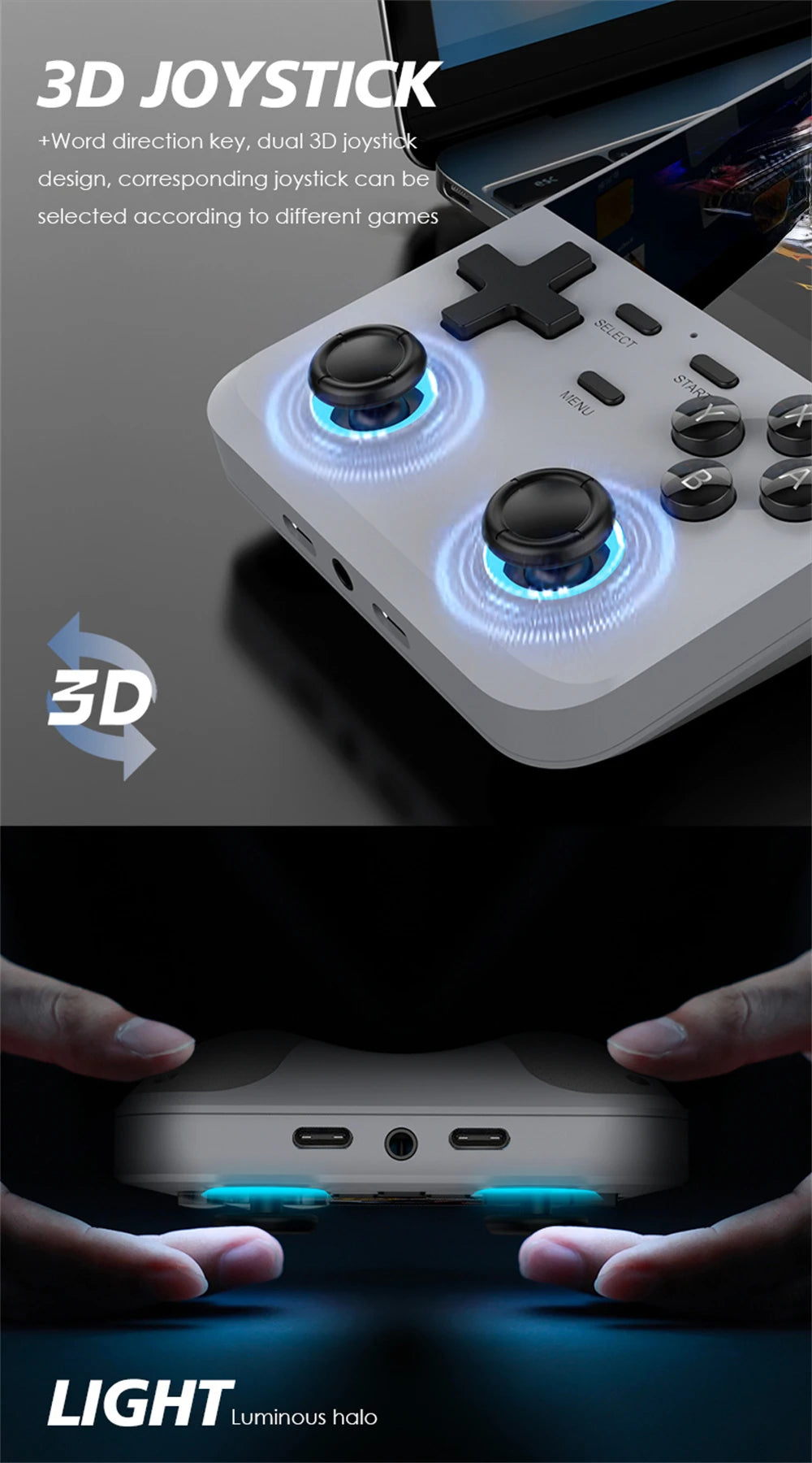 D007 Plus 3.5 Inch IPS Screen Handheld Game Console Players Dual Joystick 10000+ Game Retro Devices Portable Game Consoles