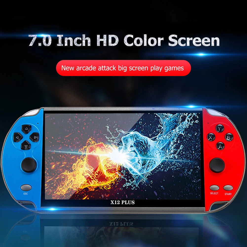 GAMINJA X12 Plus Handheld Game Console 7.1Inch Dual Joystick IPS Screen Video Game Player Built-in 32G TF Card For GBA GBC NES