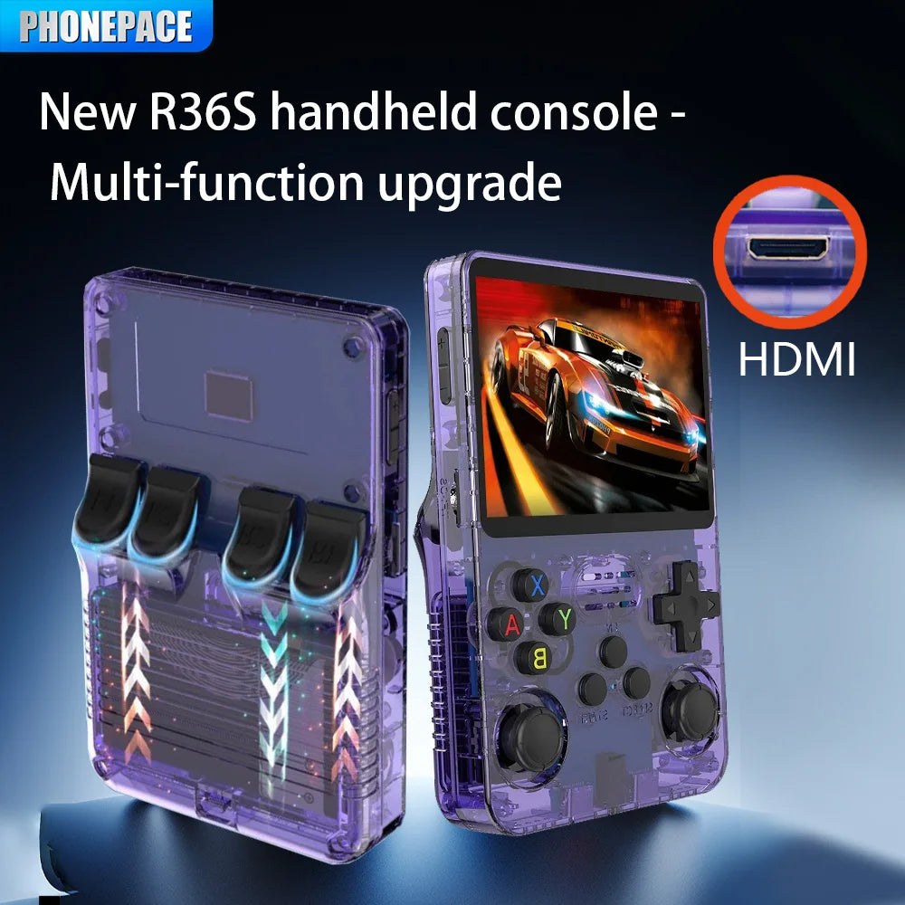 New R36S Game Console, Support HDMI High Definition Output Connection Display, 2.4G Wireless Handle Connection, Double Happy