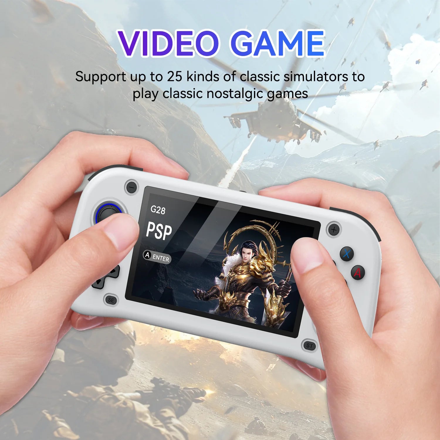G28 Retro Handheld Video Game Console 64GB 4.3 Inch MIPI Screen Portable Linux System Pocket Player with 128GB 20000+ Games