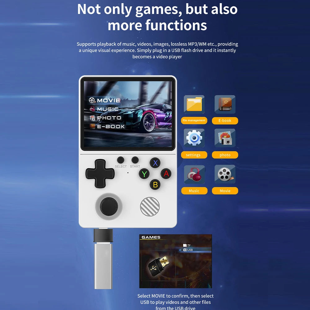 GB350 Handheld Game Player 3.5Inch IPS Screen Built-in 64G 20000+ Games Linux System Portable Retro Video Game Console For PS1
