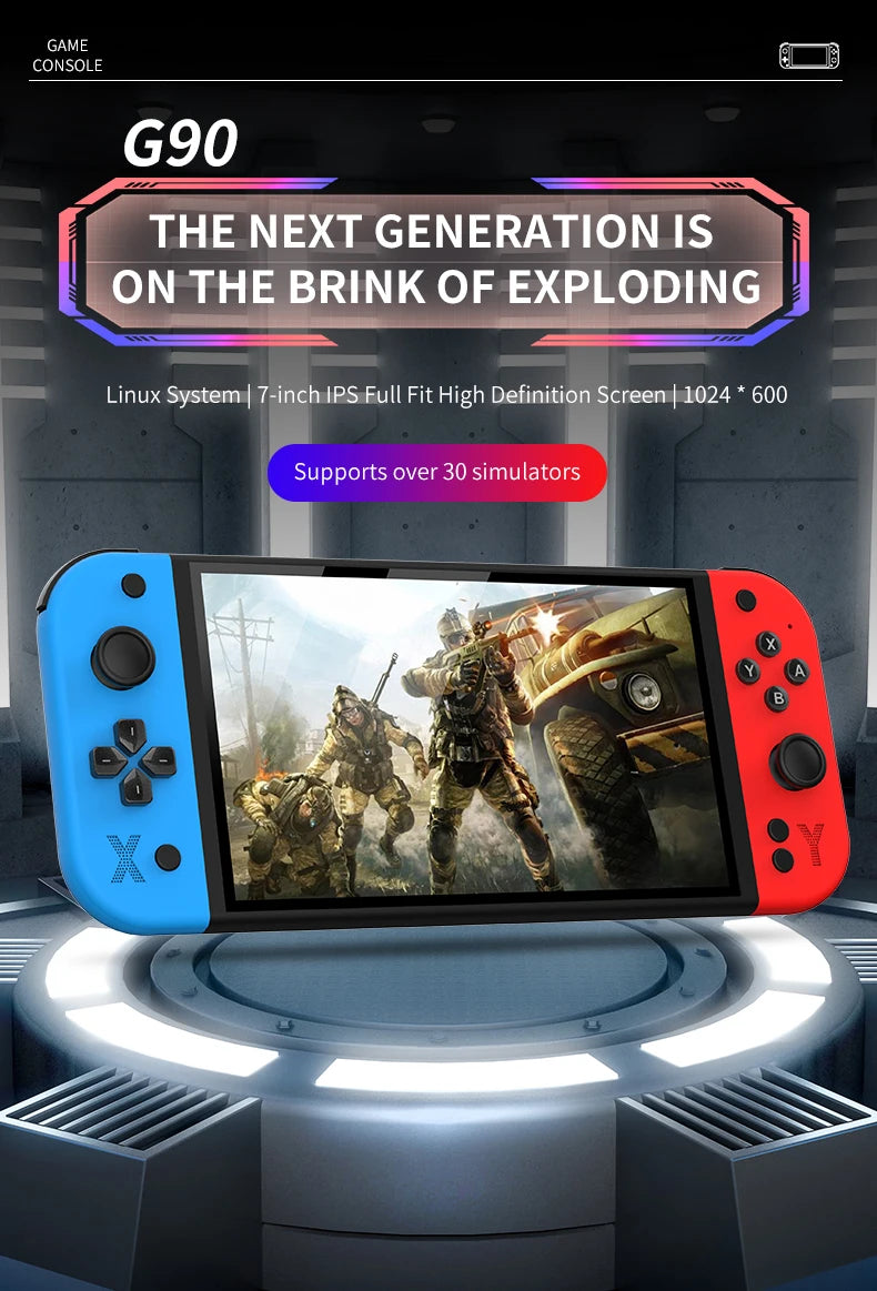 G90 7-inch 64GB 4000mAh portable handheld game console arcade suitable for PSP/PS1 retro TV game controller boys' gift