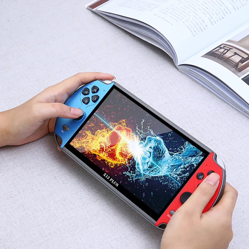 GAMINJA X12 Plus Handheld Game Console 7.1Inch Dual Joystick IPS Screen Video Game Player Built-in 32G TF Card For GBA GBC NES