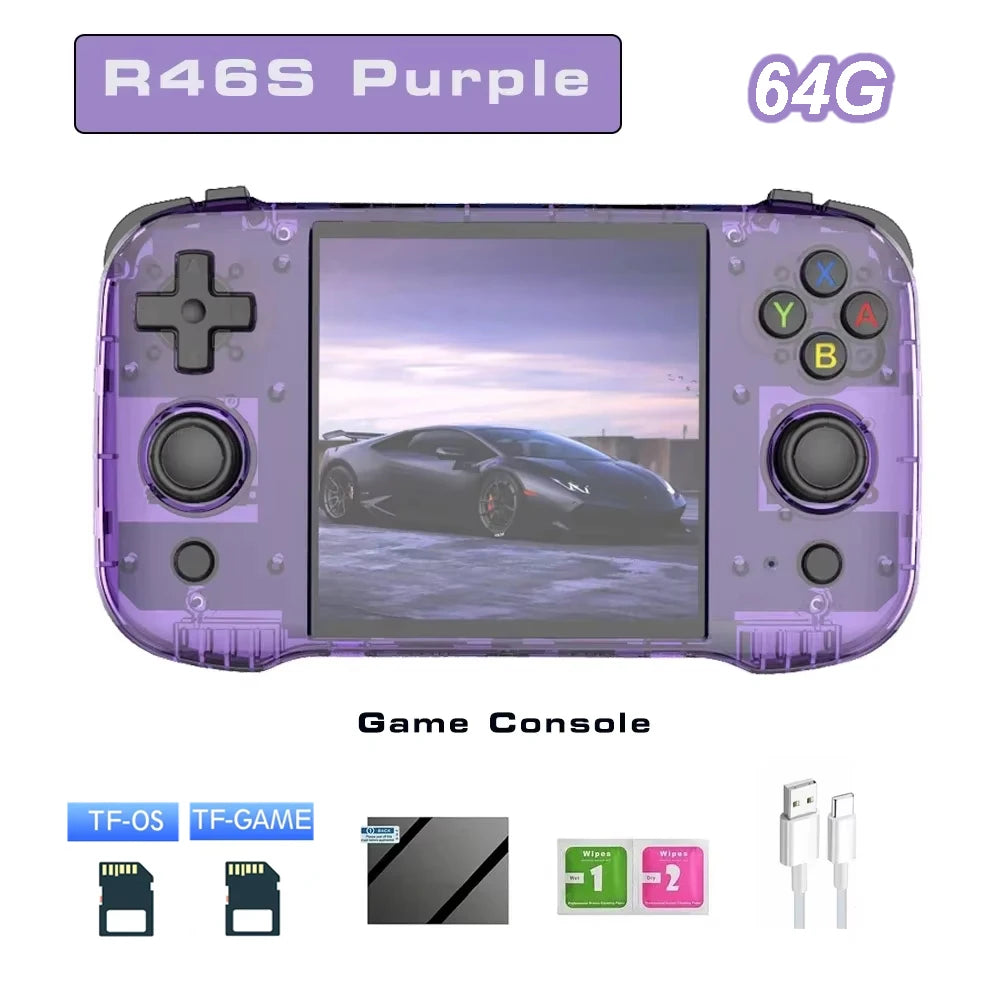 R46S Retro Handheld Game Console Linux System Support WIFI Bluetooth 4 inch Pocket Video Player For PS1 N64 PSP 3D Game R50S