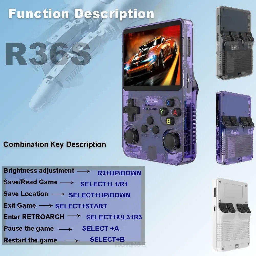 R36S Game Console Linux System 128G Portable Video Consoles 3.5 Inch IPS Screen with Retro Games Pocket Handheld Game Players