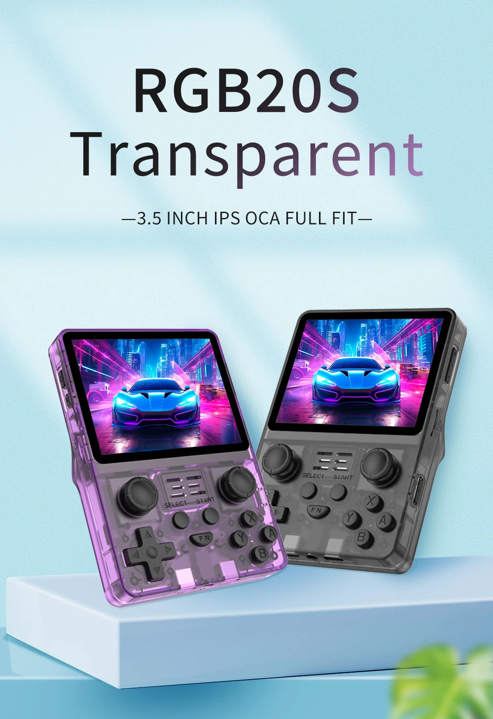 NEW POWKIDDY RGB20S Transparent Handheld Game Console 3.5 Inch 640*480 IPS Screen ArkOS Opendinglinux Gaming Children's Gifts