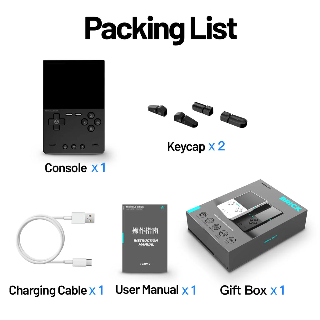 TRIMUI BRICK Handheld Game Console 3.2'' IPS Screen A133P Linux System Trimui UI Metal Back Panel Key LED Lighting Free Keycaps
