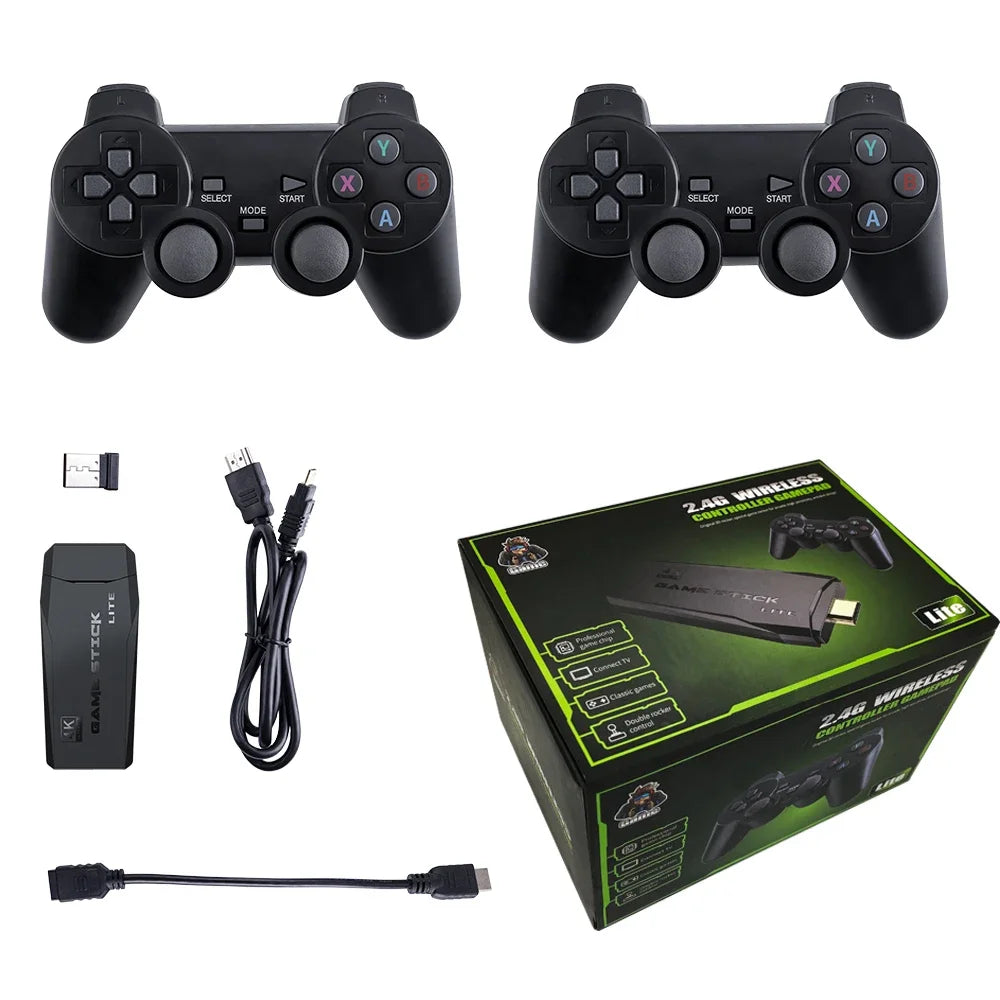Retro Gaming Console 4K HD 20000+ Games 64GB - 2.4G Wireless for GBA/FC/PS1/MD, Portable TV Game Stick