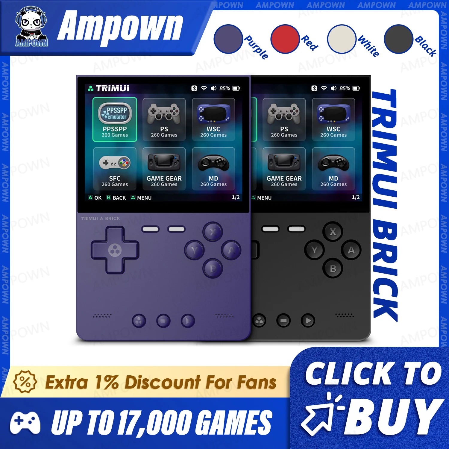 TRIMUI BRICK Handheld Game Console 3.2'' IPS Screen A133P Linux System Trimui UI Metal Back Panel Key LED Lighting Free Keycaps