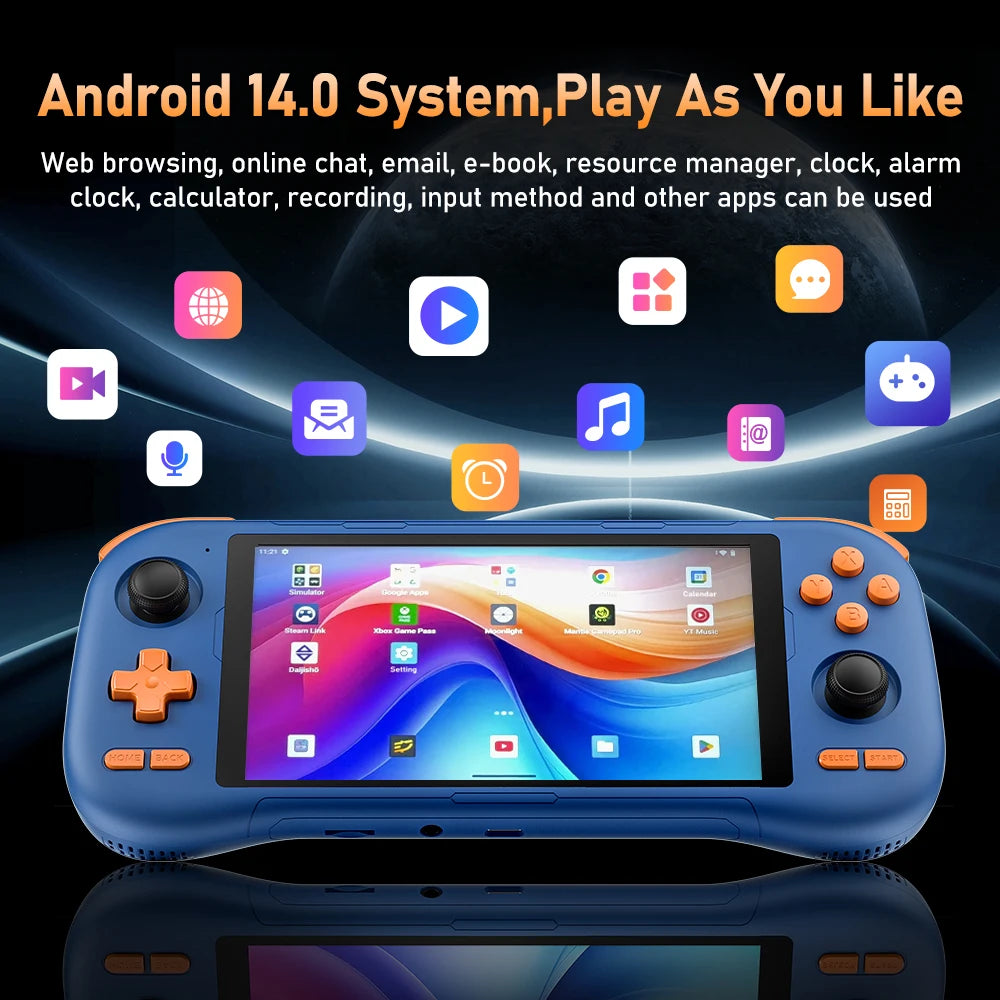 Kinhank K56 Handheld Game Console Android 14 5.5 inch Touch Screen With 50+ Emulators Retro Video Games  For DC/MAME/SS/PSP