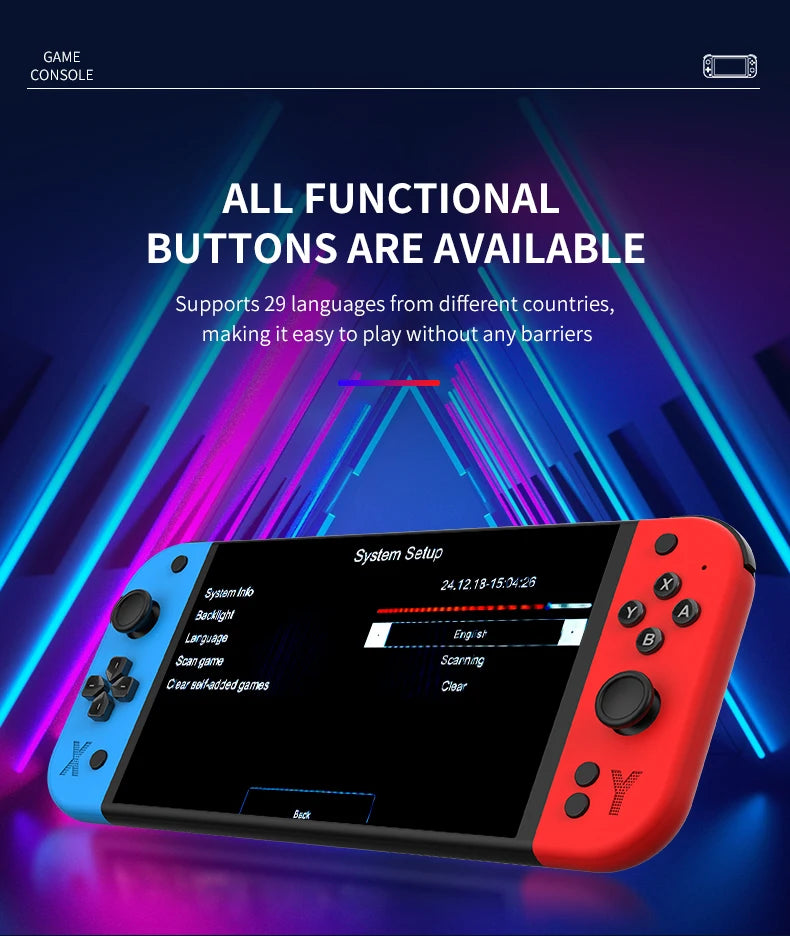 G90 7-inch 64GB 4000mAh portable handheld game console arcade suitable for PSP/PS1 retro TV game controller boys' gift