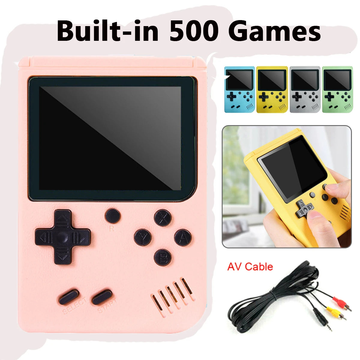 Retro Portable Mini Handheld Video Game Console 8 Bit 3.0 Inch Color LCD Kids Color Game Player Built in 500 Games