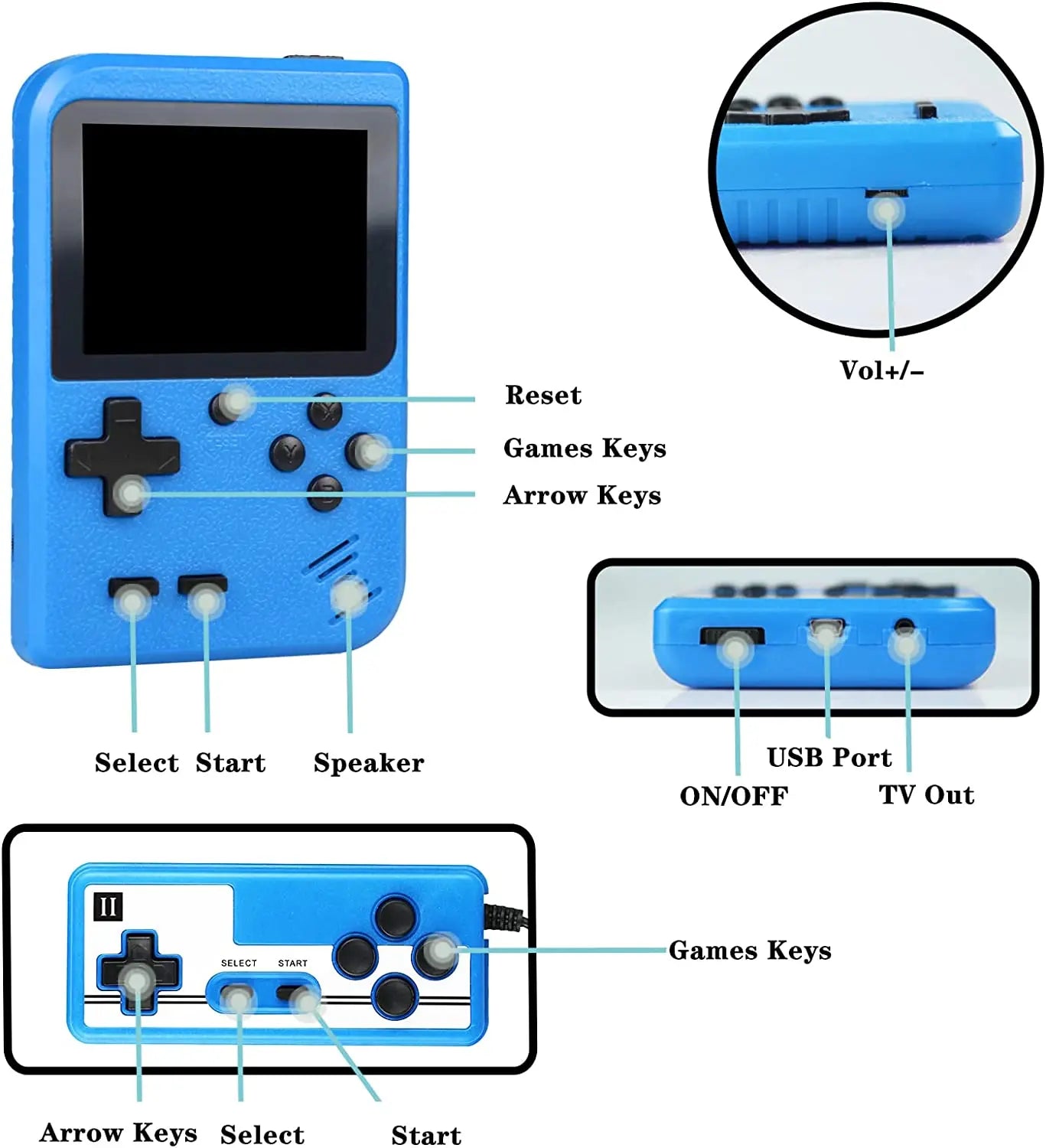 Retro Portable Mini Handheld Video Game Console 8-Bit 3.0 Inch Color LCD Color Game Player Built-in 400 games For Kids Gifts