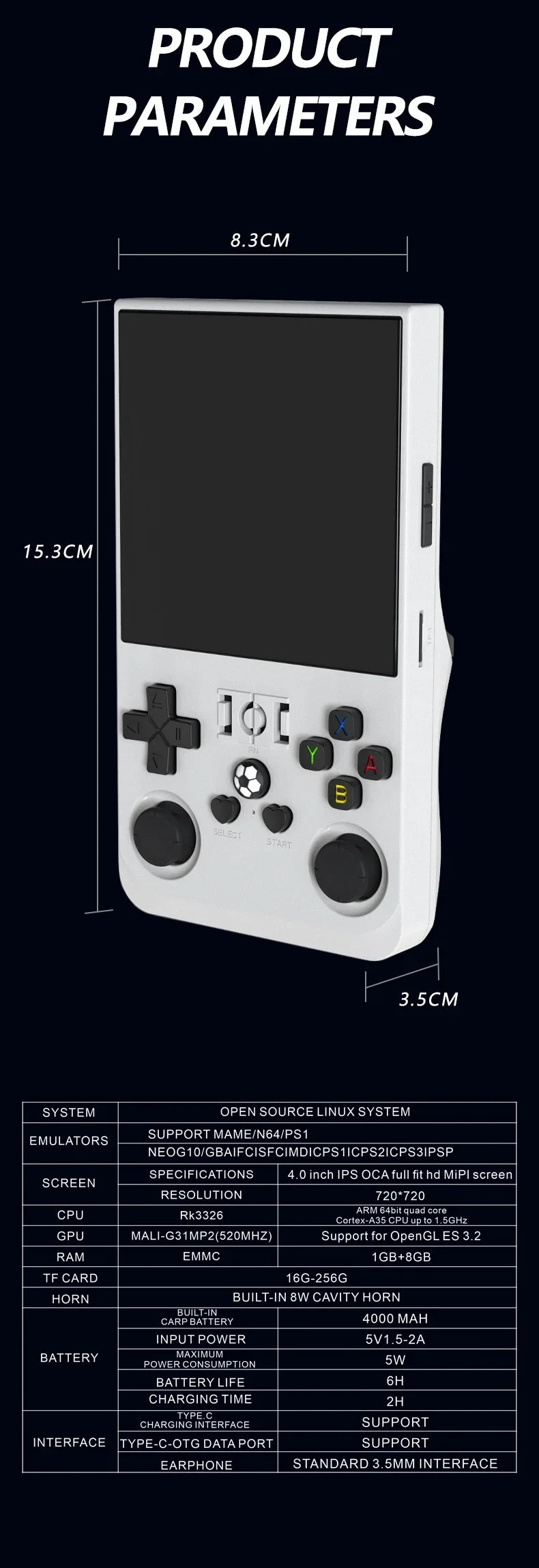 R36 MAX Retro Handheld Game  4.0Inch IPS Screen Console 128GB Portable Pocket Video Player Supports 30+ Emulators