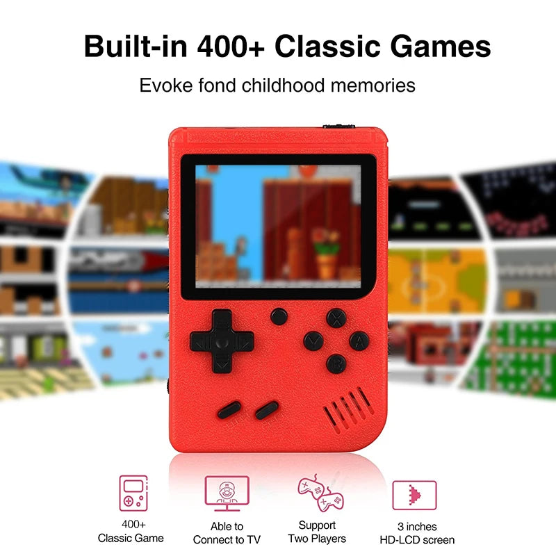 Retro Portable Mini Handheld Video Game Console 8-Bit 3.0 Inch Color LCD Color Game Player Built-in 400 games For Kids Gifts