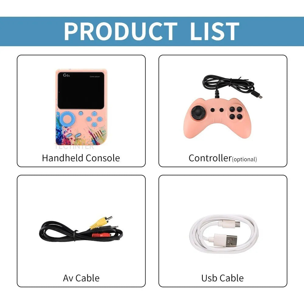 Video Game Console Mini Portable Retro TV Handheld Game Player Built-in 500 Games LCD Screen AV Output Support 2 Player Gamepad