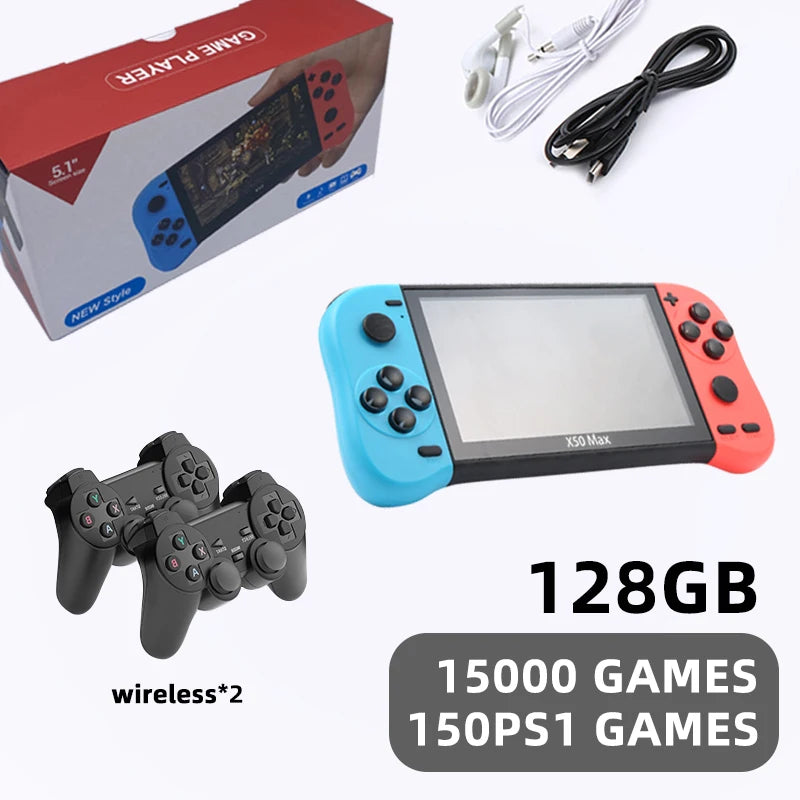 VILCORN X50 MAX Handheld Game Console for PS1 Retro Games Kids Video Game Player for GBA/SNES Portable Audio Gaming Console