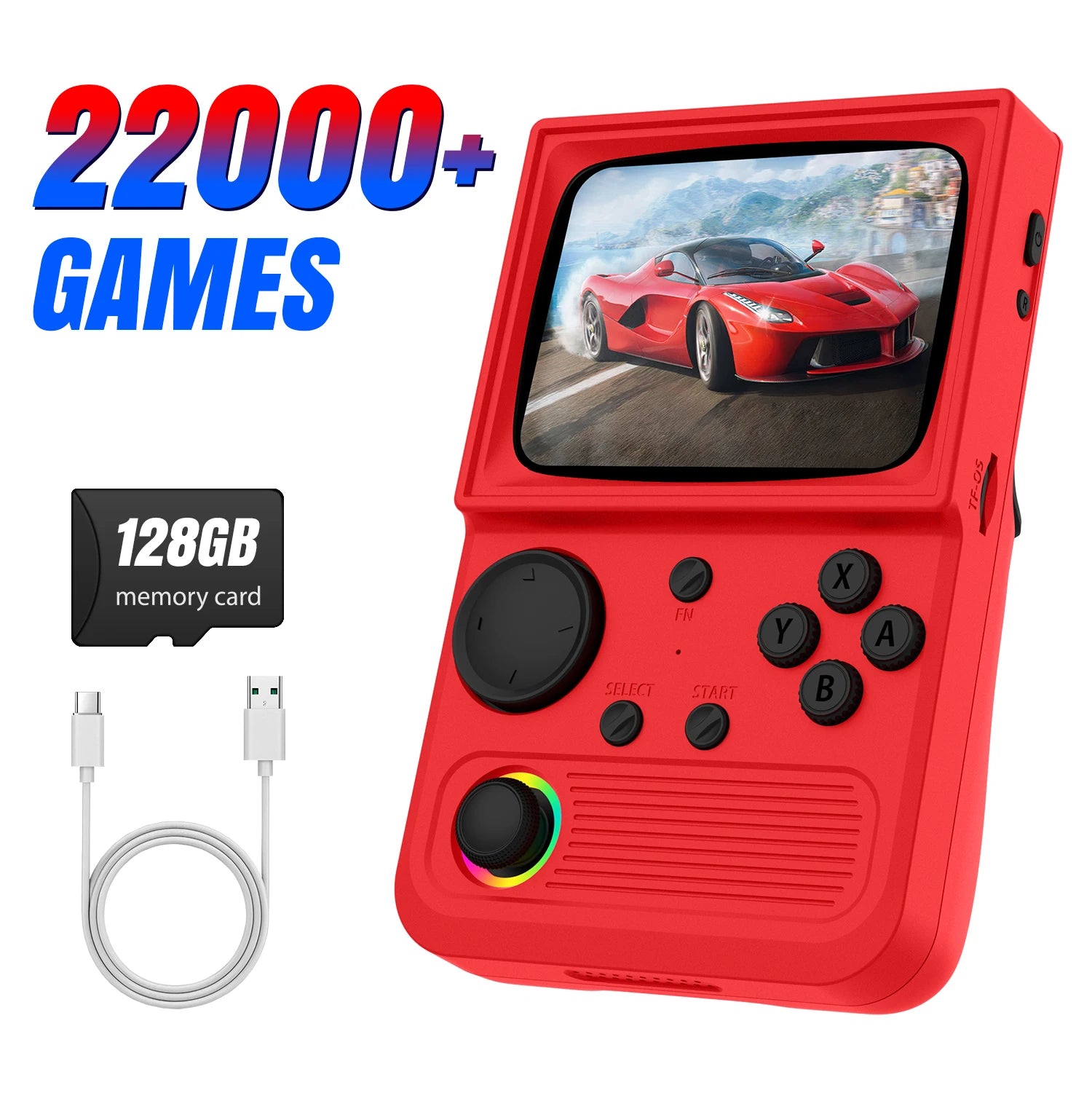 XISKT R36T Retro Portable Pocket Handheld Game Console EmuEMEC System 27+Simulator 18000+Game 3.5''IPS Screen Video Game Console