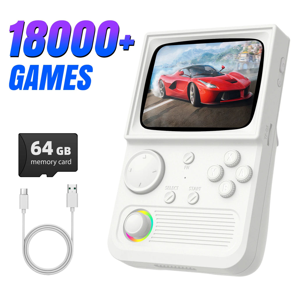 XISKT R36T Retro Portable Pocket Handheld Game Console EmuEMEC System 27+Simulator 18000+Game 3.5''IPS Screen Video Game Console