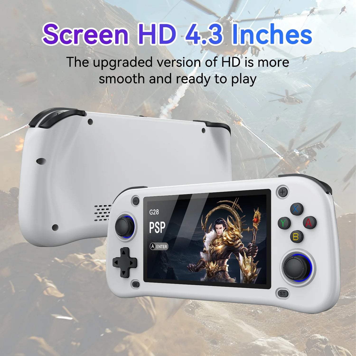 G28 Retro Handheld Video Game Console 64GB 4.3 Inch MIPI Screen Portable Linux System Pocket Player with 128GB 20000+ Games