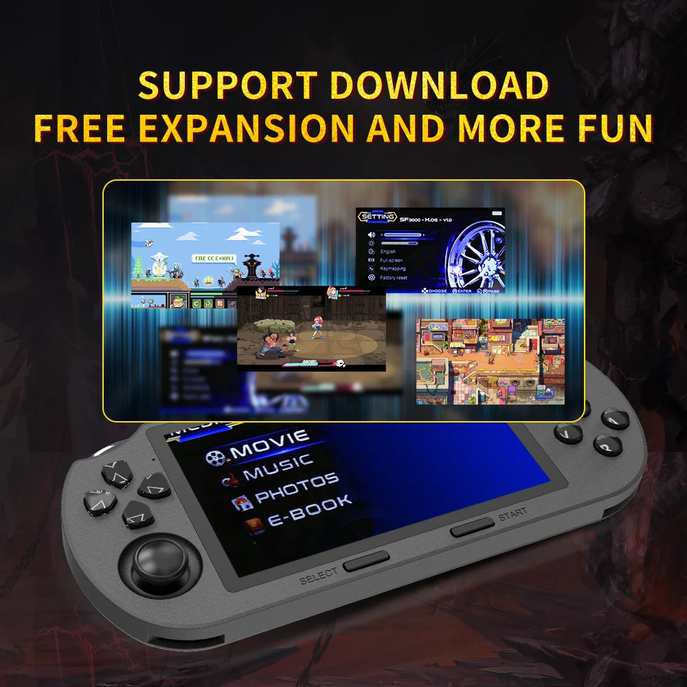 SF3000 Handheld Game Player 4.5 Inch IPS Screen Portable Retro Video Game Console Built-in 20000+ Games for PS1/GBA/SFC