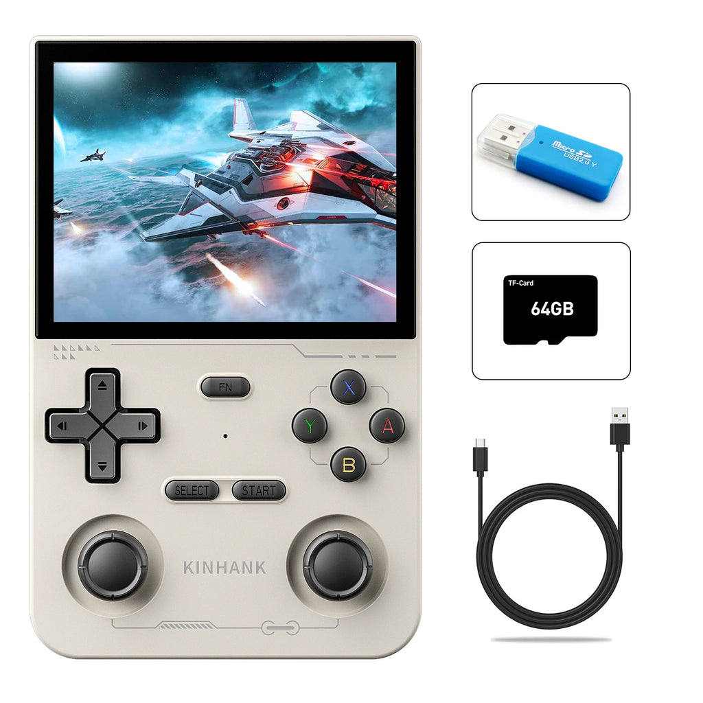 KINHANK Open Source K36 Retro Handheld Video Game Console 16000 Games Emulator for PS1/PSP/DC/N64/SS 500nit 3.5 Inch IPS Screen