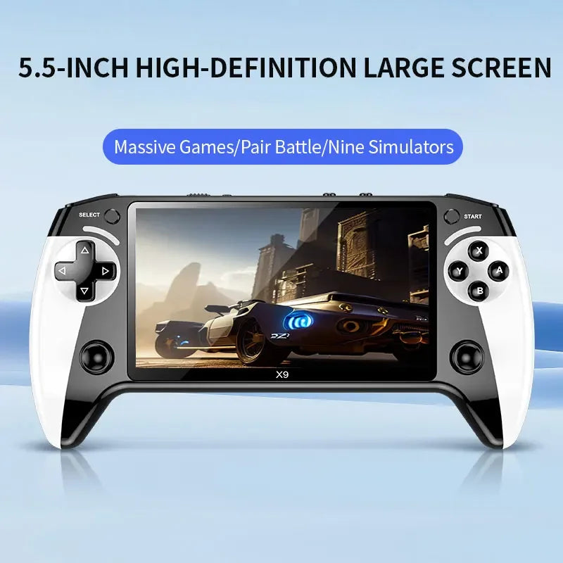 X9 Retro Handheld Video Game Console 1500mAh 5.5-inch IPS Screen Mini Portable Handheld Video Player 1GB-128GB Type-C