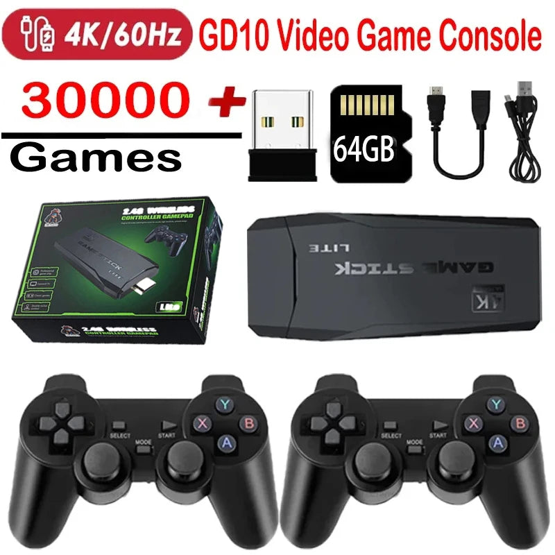 M8 Video Game Console 64GBuilt-in 30000 Games 2.4GB Dual Handle Wireless Controller 4k HD simulator For GBA TV Game Stick PK X2