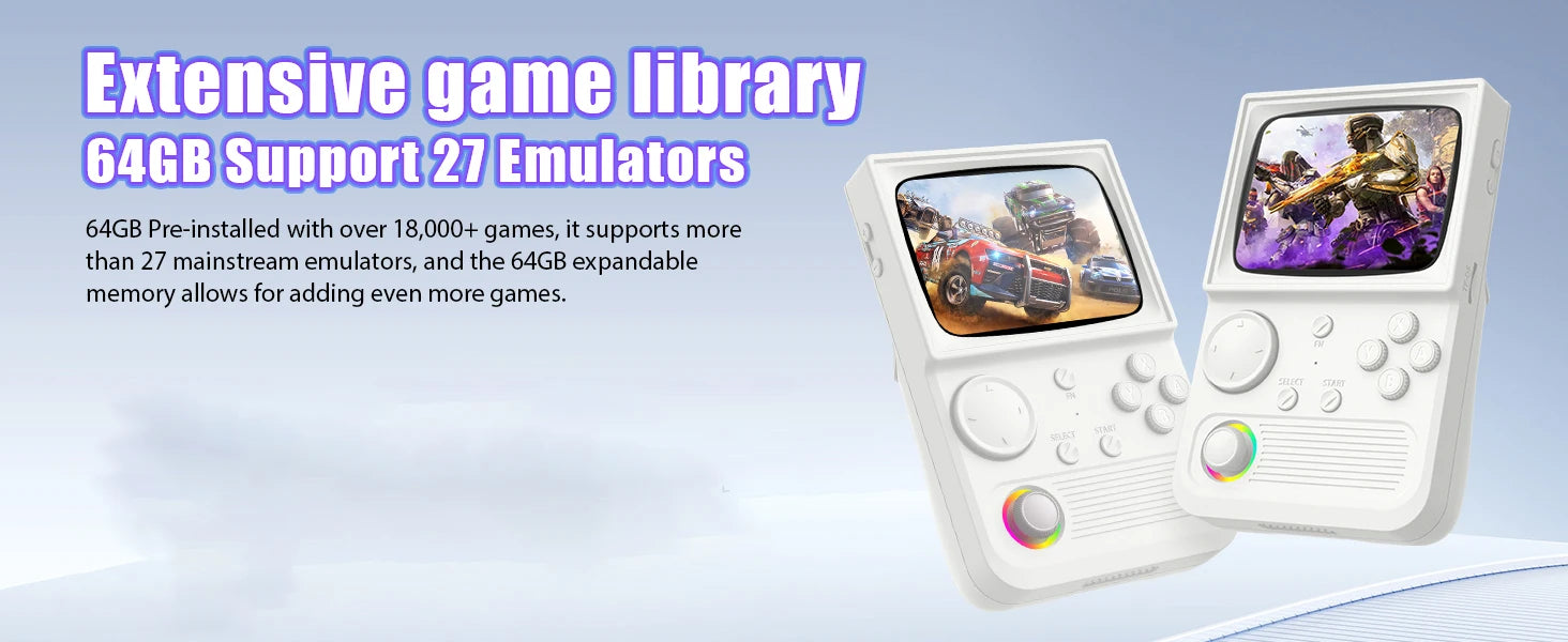 XISKT R36T Retro Portable Pocket Handheld Game Console EmuEMEC System 27+Simulator 18000+Game 3.5''IPS Screen Video Game Console