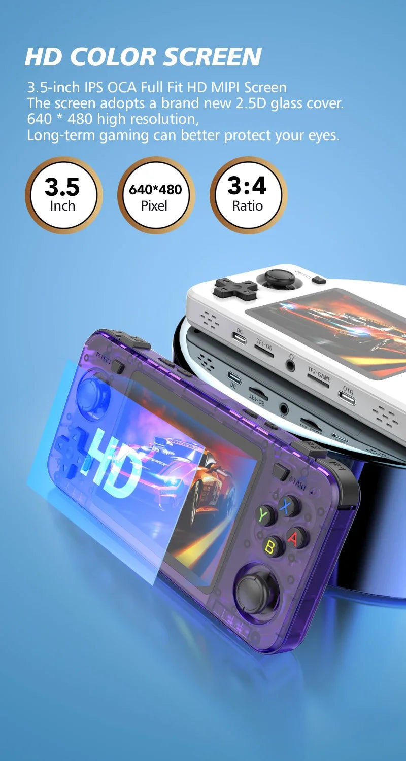 New R36H Retro Handheld Console Open-Source Linux System Classic Game Consoles 3.5 inch IPS Screen 64G Portable Video Player