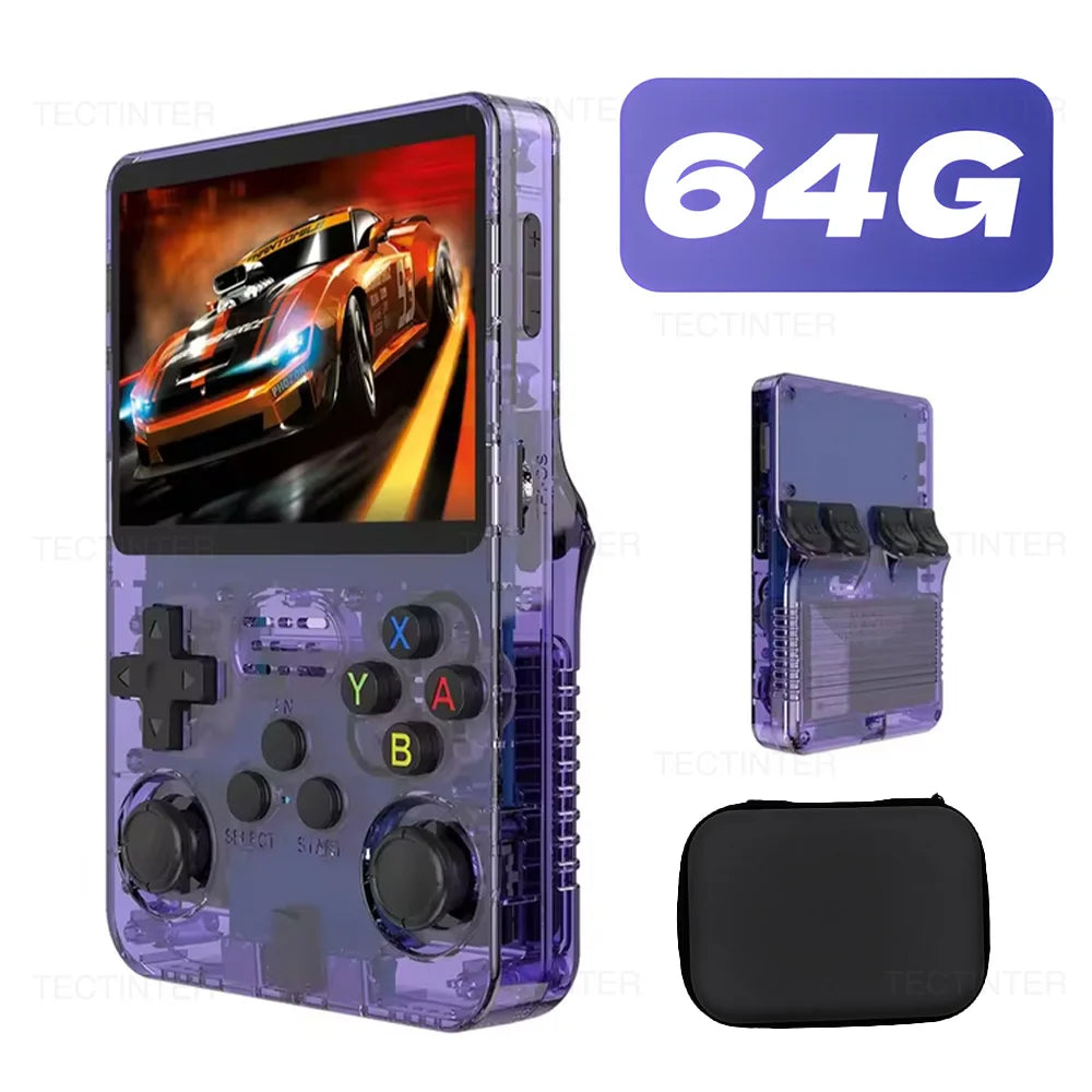 64G R36HD Handheld Retro Video Game Console For PS1/GBA/FC 20000+ Games Portable Linux System Gaming Players 3.5-inch IPS Screen