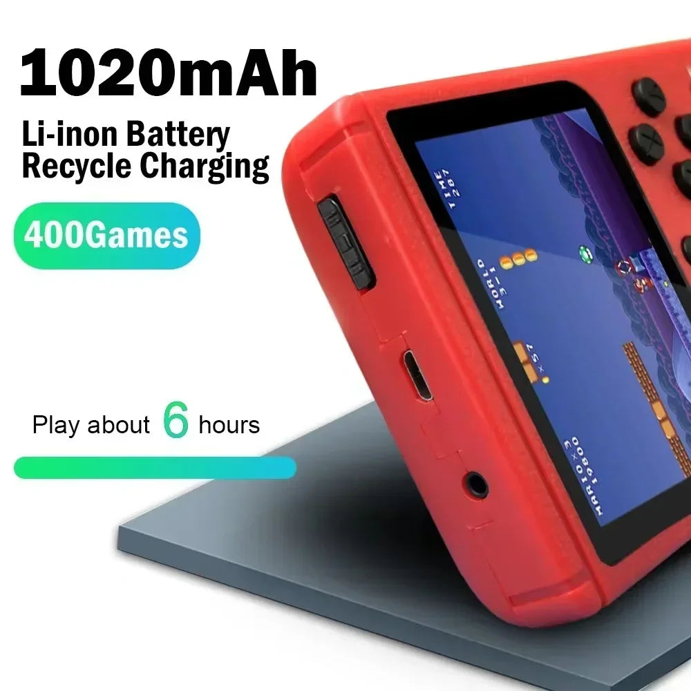 Retro Mini Handheld Video Game Console 8-Bit 3 Inch Color LCD Kids Game Player with Built-in 400 Games Portable Entertainment