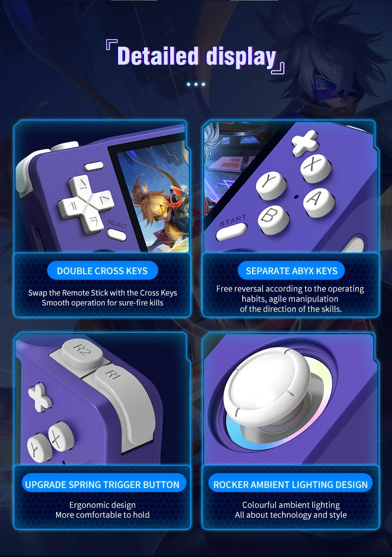Newest Retro XF35H Handheld Video Game Console Portable 3.5 Inch IPS Screen  Preloaded Games Linux System Pocket Player 128GB