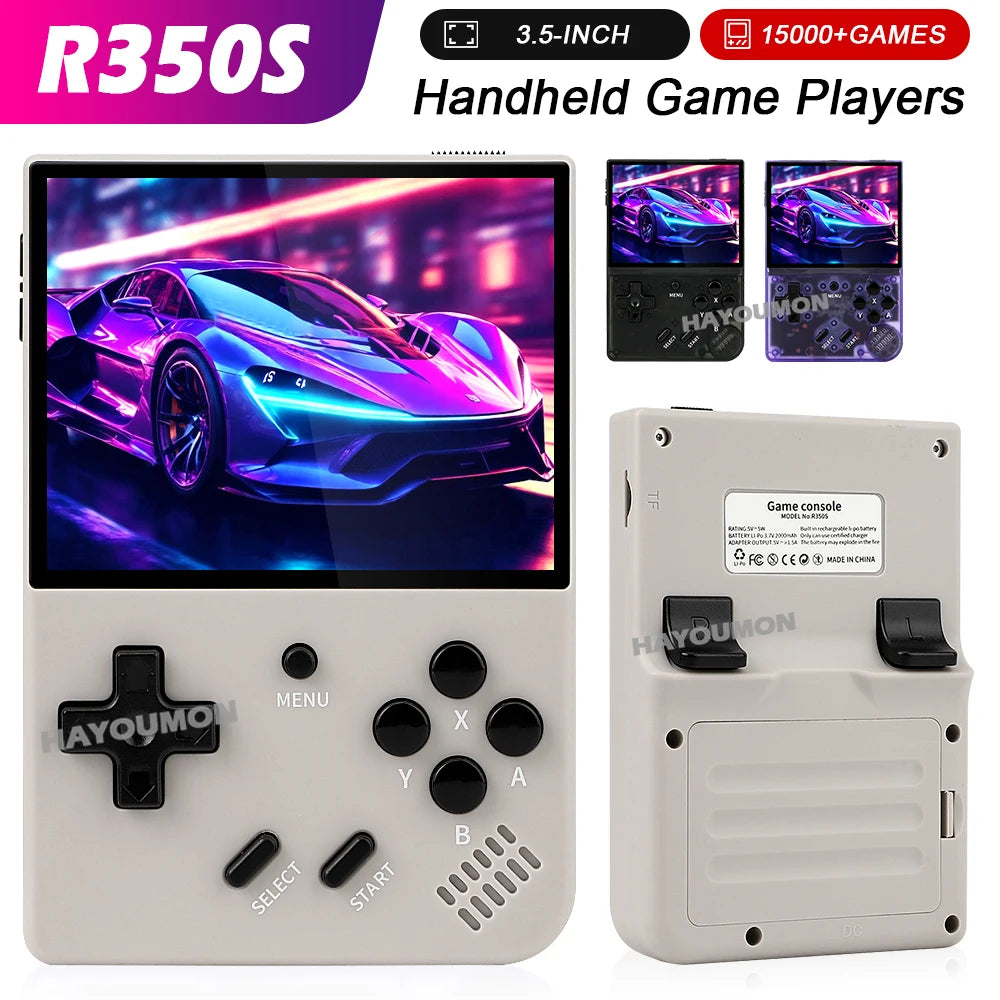 NEW 64G R350S Retro Handheld Video Game Console 3.5" IPS HD Screen Linux System 15000+ Portable Pocket Video Player R350S