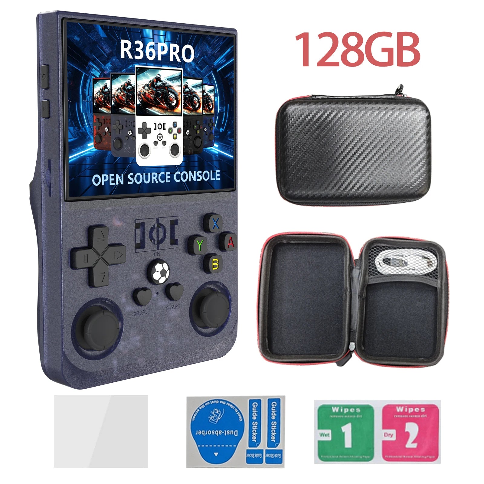 Open Source R36PRO Handheld Game Console Linux System 3.5inch HD Screen 4000mAh Play 6h 1GB+8GB RAM, Support TFcard 64GB 128GB