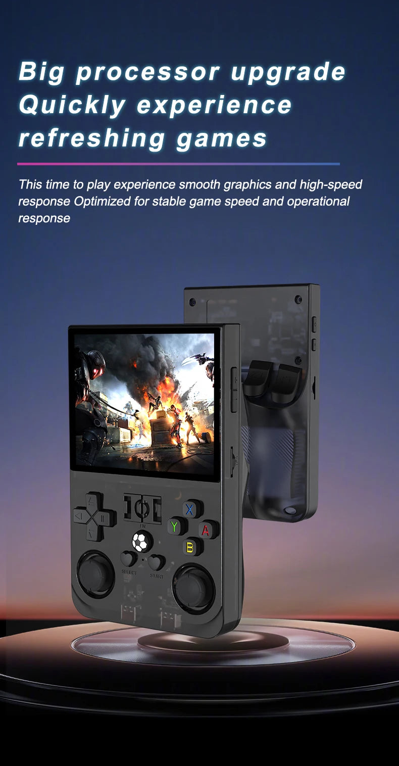 Open Source R36PRO Handheld Game Console Linux System 3.5inch HD Screen 4000mAh Play 6h 1GB+8GB RAM, Support TFcard 64GB 128GB