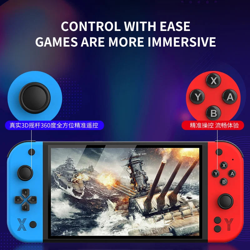 G90 7-inch 64GB 4000mAh portable handheld game console arcade suitable for PSP/PS1 retro TV game controller boys' gift