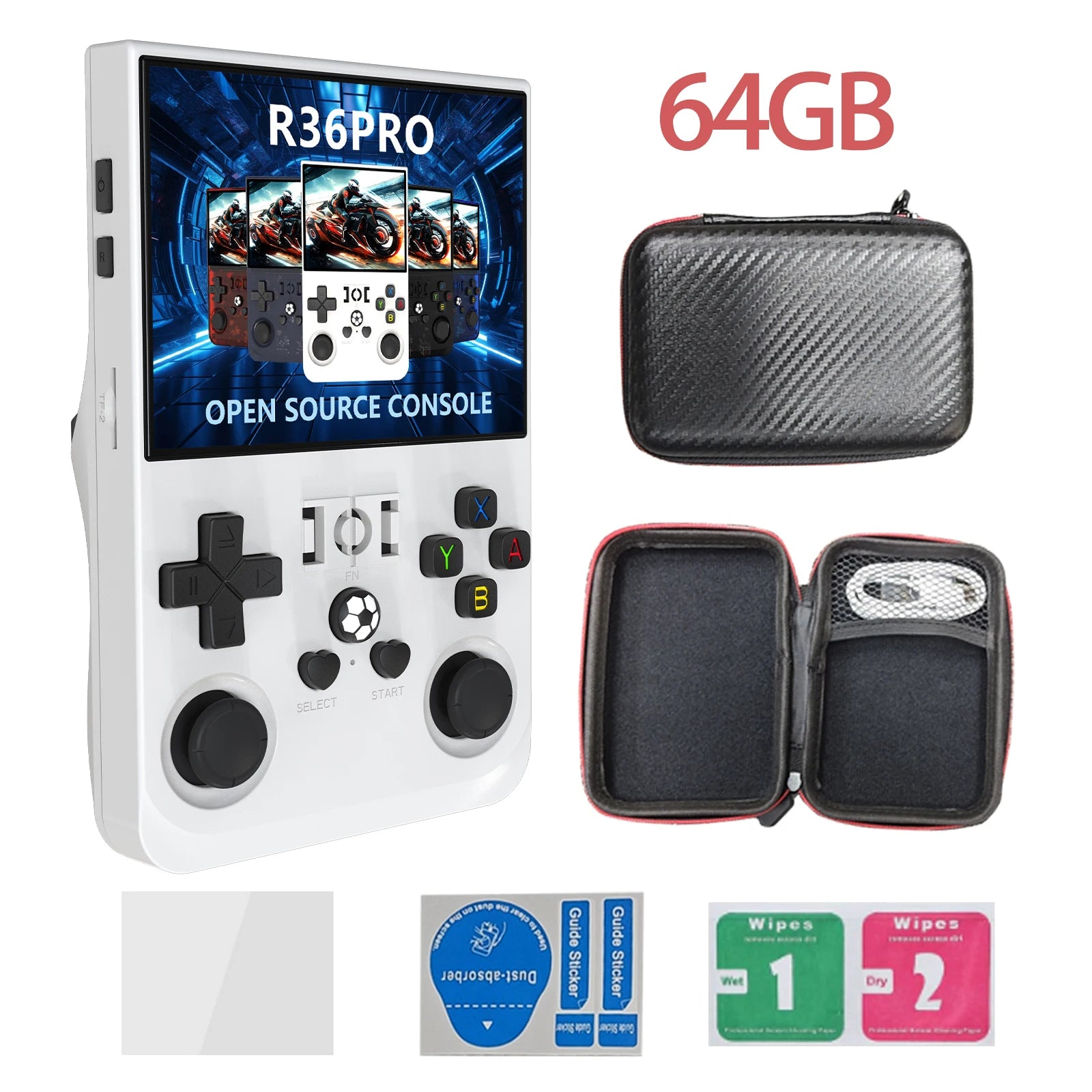 Open Source R36PRO Handheld Game Console Linux System 3.5inch HD Screen 4000mAh Play 6h 1GB+8GB RAM, Support TFcard 64GB 128GB