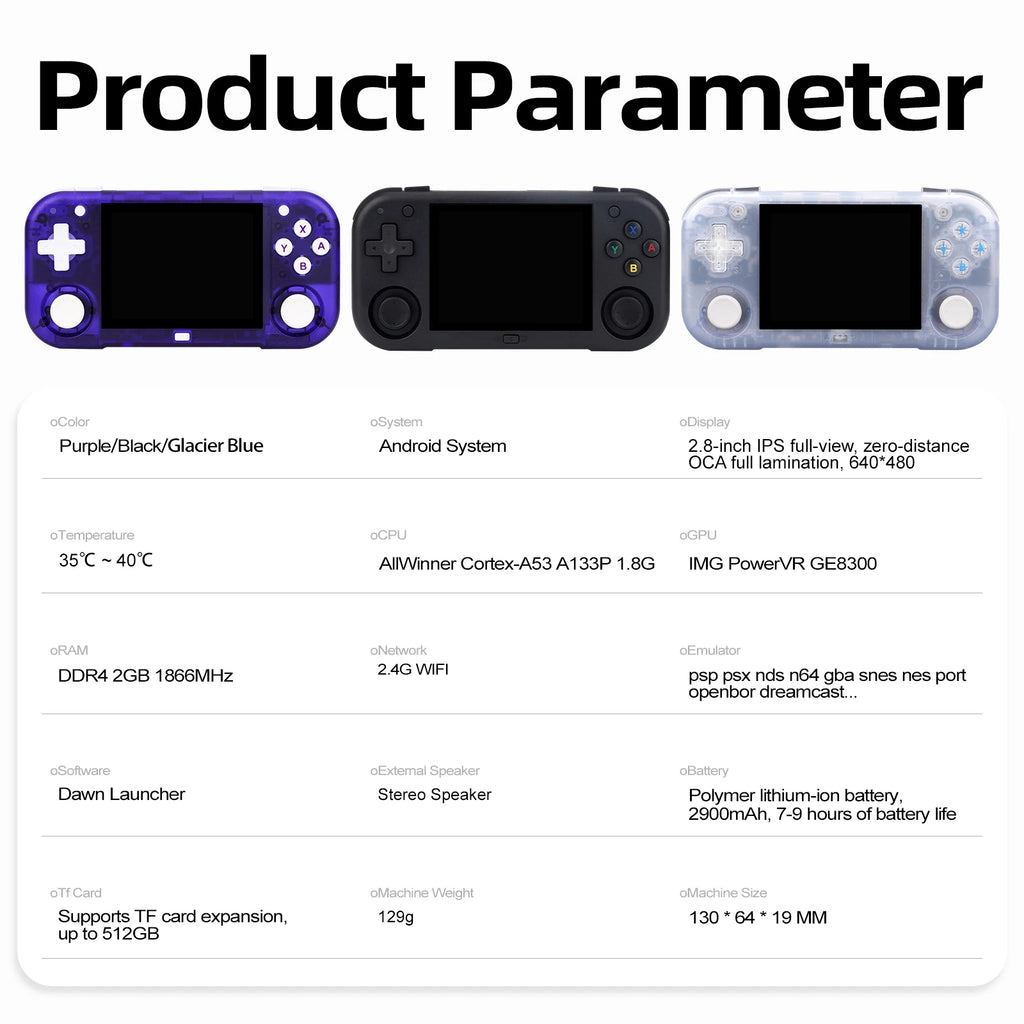 Ampown Mini Zero 28 Handheld Game Console 2.8'' IPS Screen AllWinner Processor Android System 2.4GWIFI MAGICX ZERO28 Player Gift
