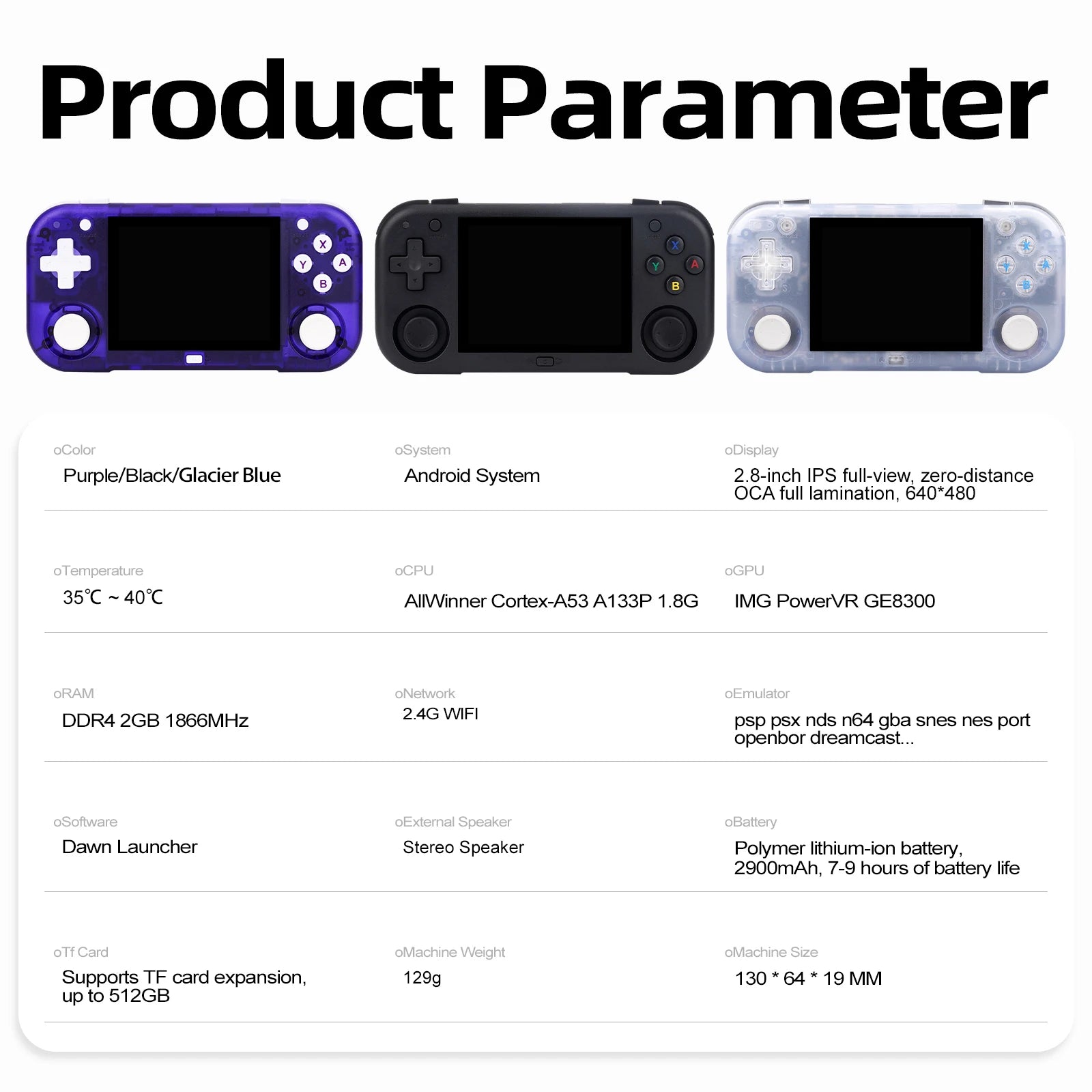Ampown Mini Zero 28 Handheld Game Console 2.8'' IPS Screen AllWinner Processor Android System 2.4GWIFI MAGICX ZERO28 Player Gift